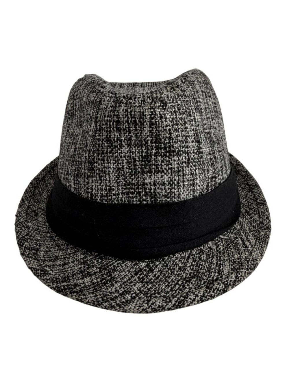 Tweed Fedora Hat By Madhatter LG/XL Grey Black Polyester Classic Style